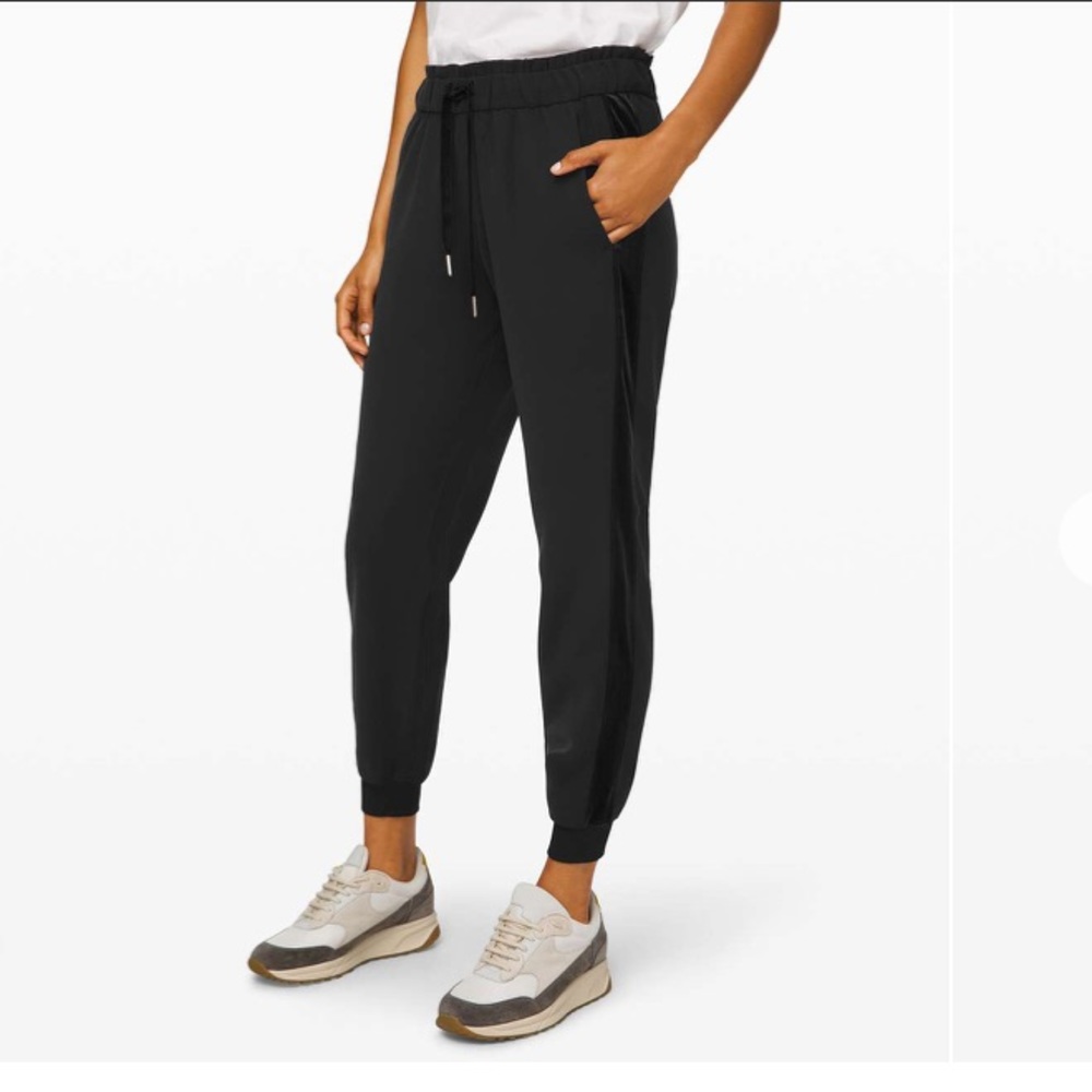 lululemon athletica Black Track Jogger Pants with Velvet Tuxedo Stripe